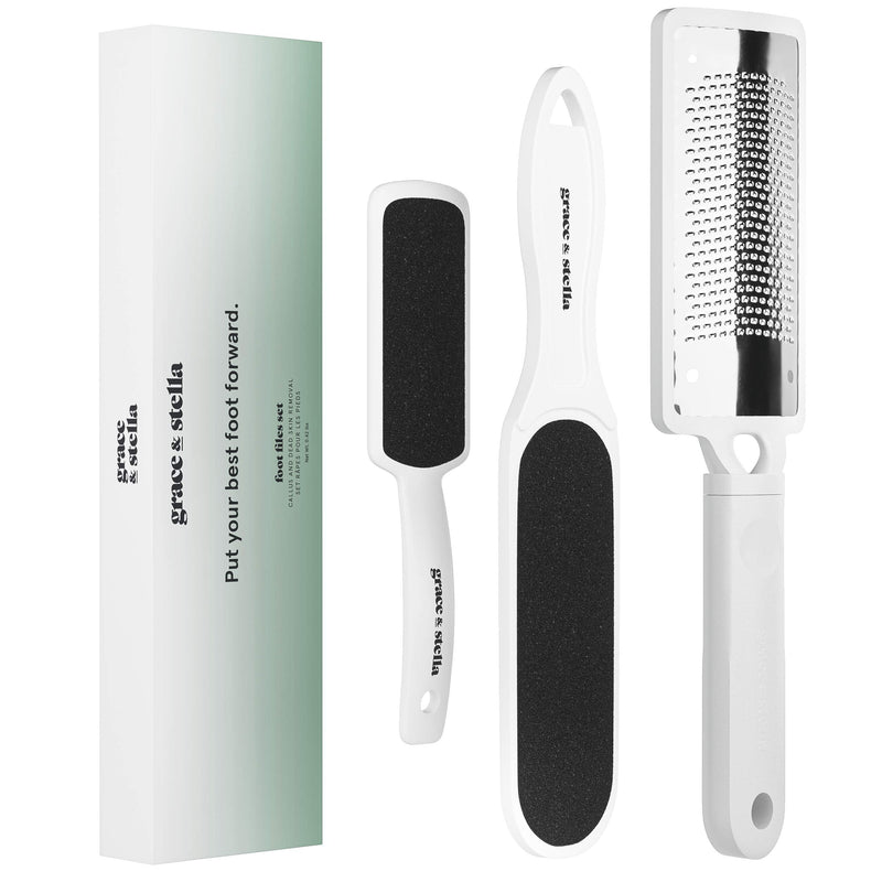 [Australia] - Dead Skin Remover for Feet (3 Pc Set) - Pedicure Foot Egg File Callus Remover and Foot Peeler Includes 2X Foot File Grater (Double Sided), 1x Foot Scraper 