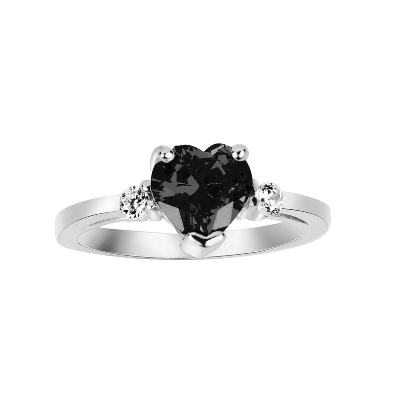 [Australia] - CloseoutWarehouse Cubic Zirconia Heart Promise Ring Sterling Silver (Color Options Size 3-15) Black 