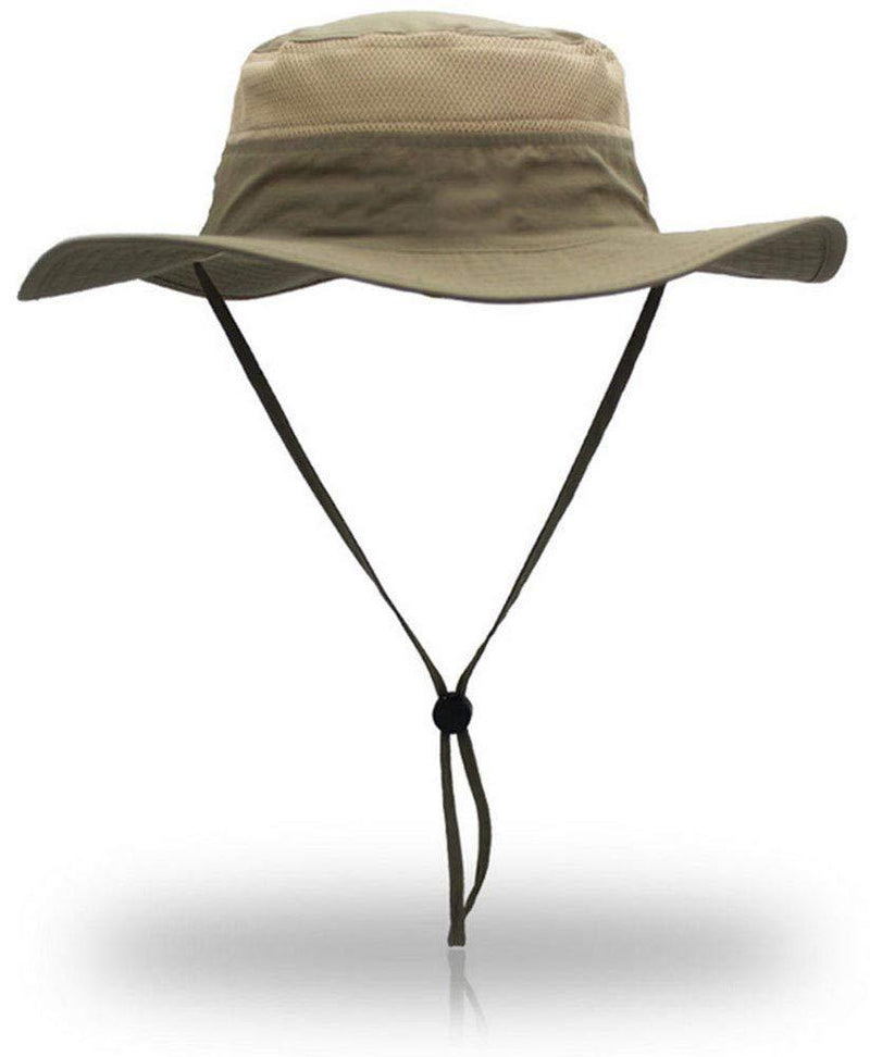 [Australia] - Outdoor Sun Protection Hat Wide Brim Bucket Hats UV Protection Boonie Hat 56-62cm Dark Khaki 