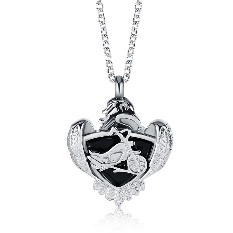 [Australia] - Cremation Jewelry Memorial Ashes Keepsake Urn Necklace Motorcycle Badge Pendant 