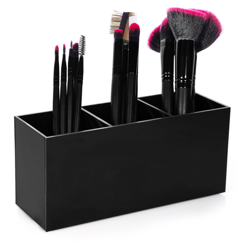 [Australia] - Makeup Brush Holder Organizer, HBlife 3 Slot Acrylic Cosmetics Brushes Storage Solution, Black 