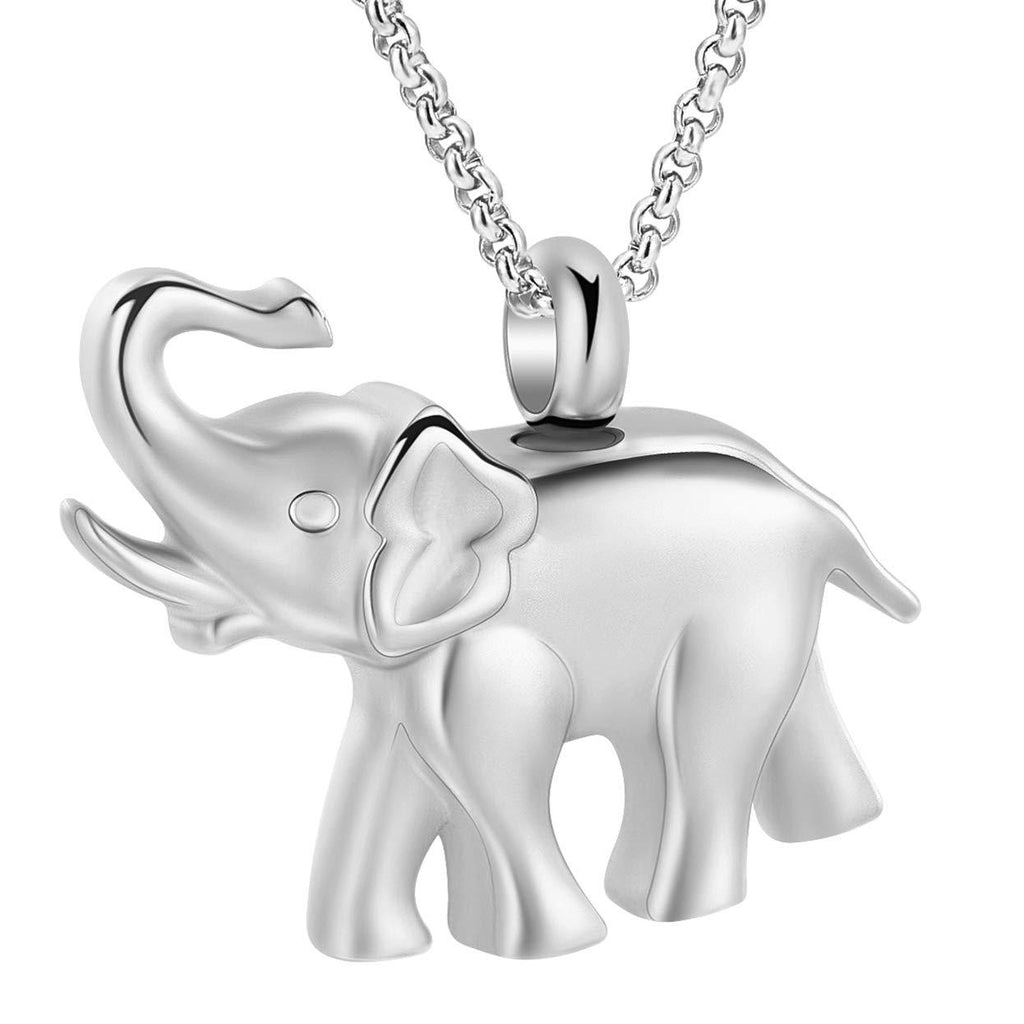 [Australia] - Hearbeingt Cremation Jewelry for Ashes, Elephant Shape Memorial Pendant Made with Stainless Steel, Keepsake Locket Necklace for Pet for Women Silver 