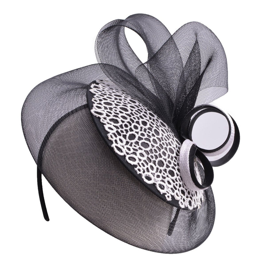 [Australia] - Lawliet Womens Sinamay Veil Netting Ascot Fascinator Cocktail Party Hat T244 White 
