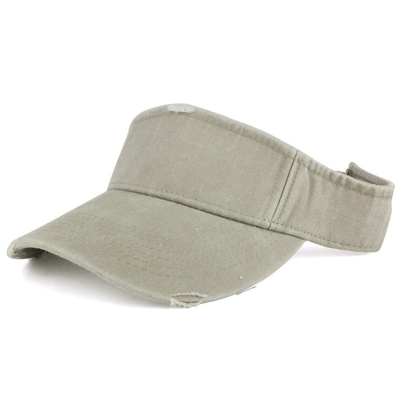 [Australia] - Armycrew Frayed Pigment Dyed Garment Washed Distressed Adjustable Visor Cap One Size Stone 