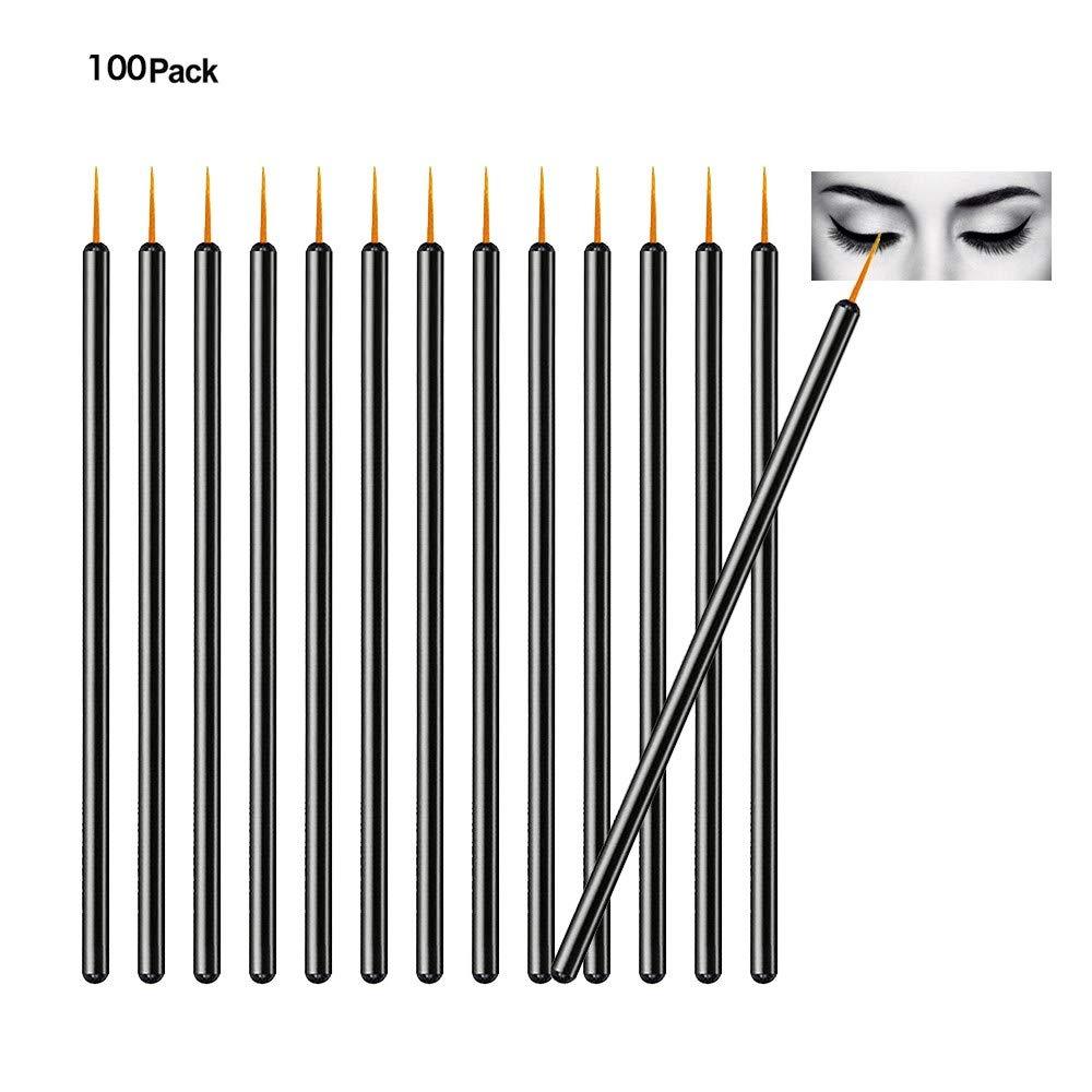 [Australia] - TygoMall 100pcs Disposable Eyeliner Brushes With Covers On the Hair Beauty Makeup Tools Wand Applicator (Size: 9cm, Thick: 0.2cm, Color Black) 0.2cm Thick 