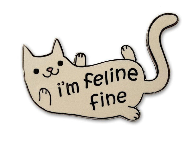 [Australia] - Pinsanity Cute"I'm Feline Fine" Cat Enamel Lapel Pin 