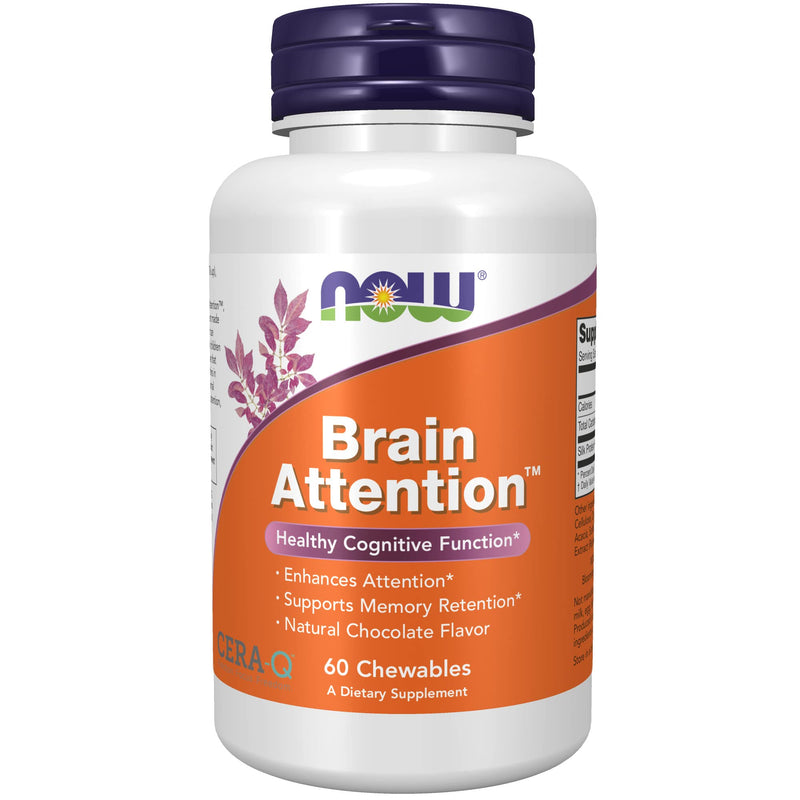 [Australia] - NOW Supplements, Brain Attention™ with Cera-Q™, Healthy Cognitive Function*, 60 Chewables 