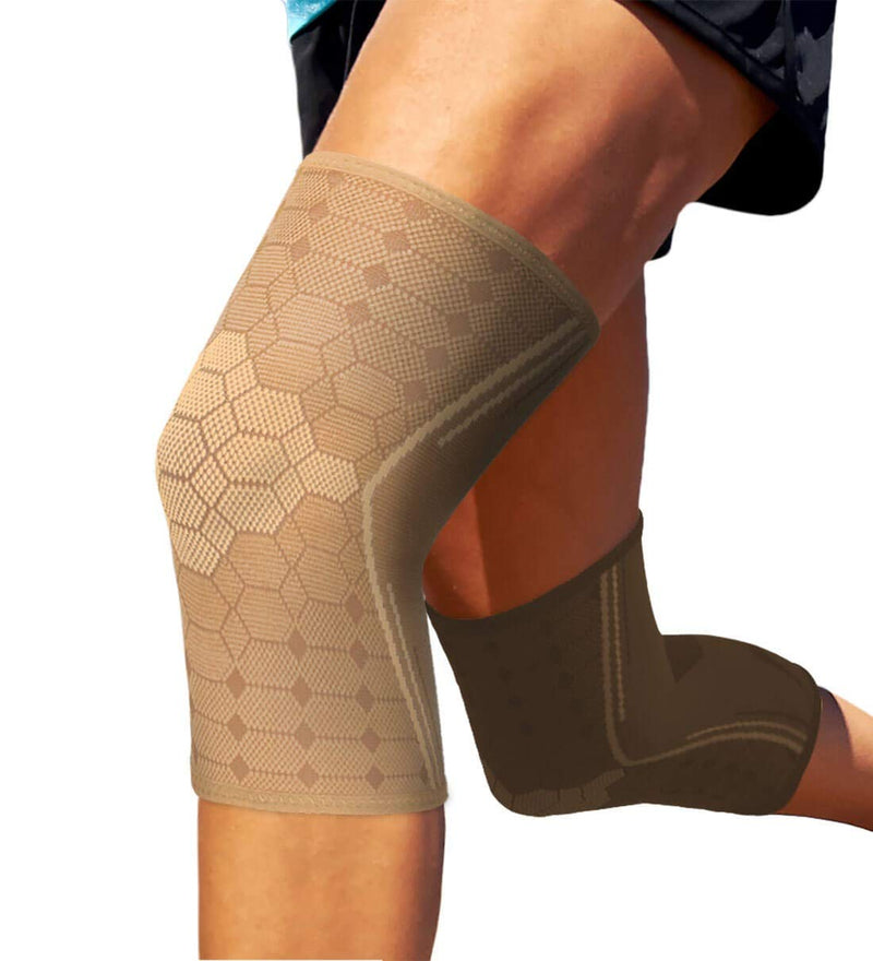 [Australia] - Sparthos Knee Compression Sleeves by (Pair) – Joint Protection and Support for Running, Sports, Knee Pain Relief – Knee Brace for Men and Women – Innovative Breathable Elastic Blend – Anti Slip Desert Beige X-Large 