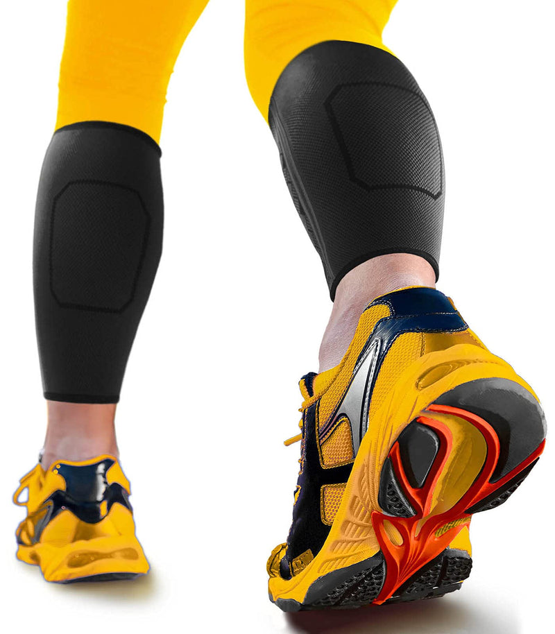 [Australia] - Calf Compression Sleeve by SPARTHOS (Pair) – Leg Compression Brace for Men and Women – Shin Splint Calf Pain Relief Calves Blood Circulation Sports Support Running Walking Cycling Yoga (Black-M) Medium (Pack of 2) Midnight Black 