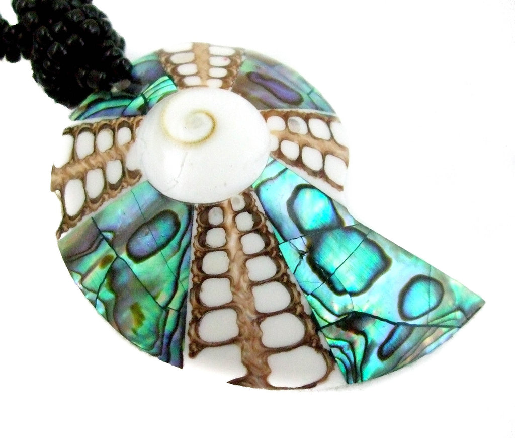 [Australia] - Natural Abalone Shell, Cone Shell, Shiva Eye Pendant 20 Inches Beads Necklace Handmade Jewelry AA207 