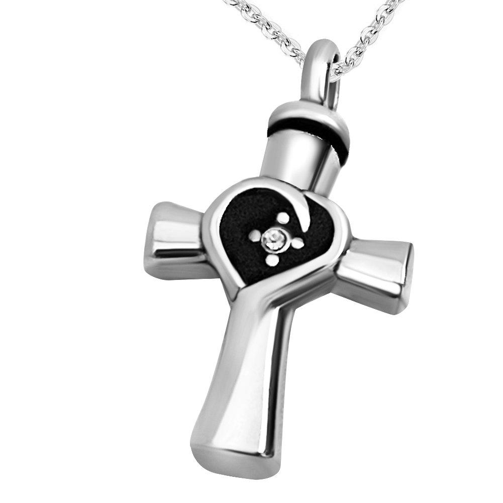 [Australia] - JMQJewelry Urn Cremation Jewelry Keepsake Memorial Necklace for Ashes Cross Urn 