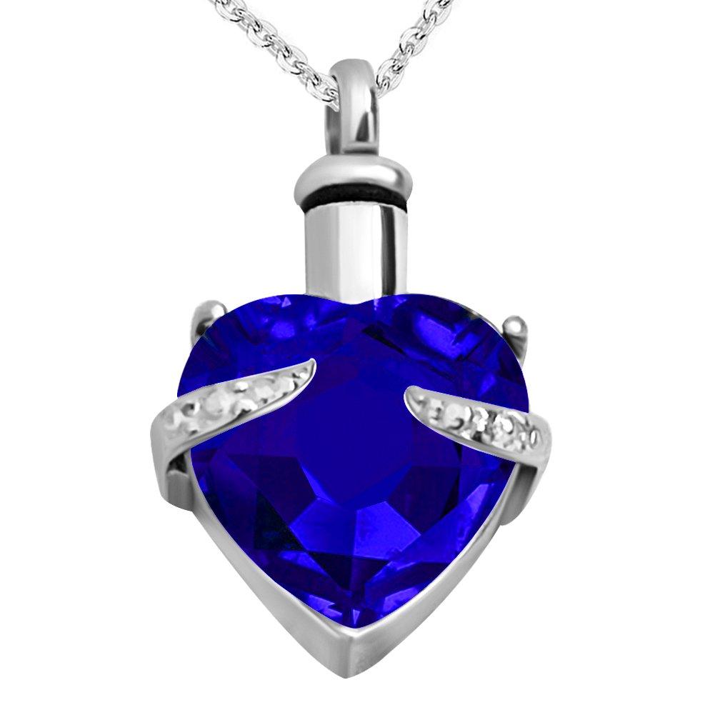[Australia] - JMQJewelry Heart Cremation Jewelry Urn Necklace for Ashes Memorial Keepsake Pendant Blue 