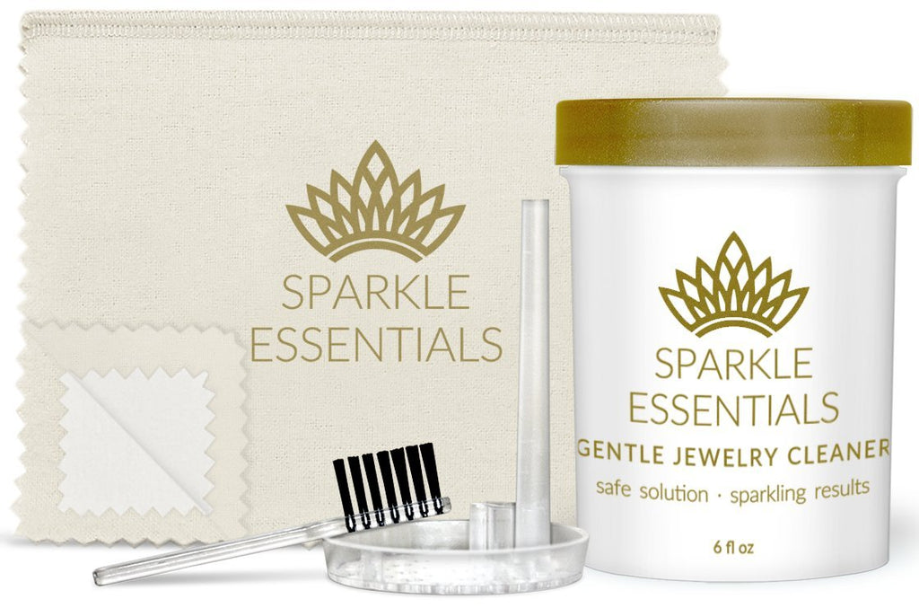 [Australia] - Gentle Jewelry Cleaner Solution Kit: Gold, Sterling Silver, Diamond, Turquoise, Pearl, Earrings, Engagement or Wedding Ring, Fine & Fashion Jewlery, Cleaning Solution, Polishing Cloth, Dipper & Brush 