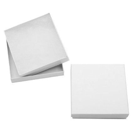 [Australia] - 12 Pack Cotton Filled Swirl White Paper Cardboard Jewelry Gift and Retail Boxes 3 X 3 X 1 Inch Size by R J Displays 