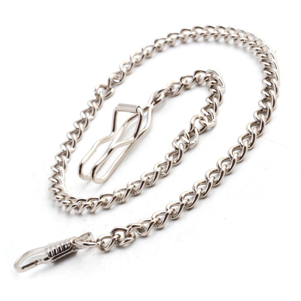 [Australia] - Clip Pocket Watch Chain - BOSHIYA Vintage Metal Alloy Pocket Vest Chain … silver 