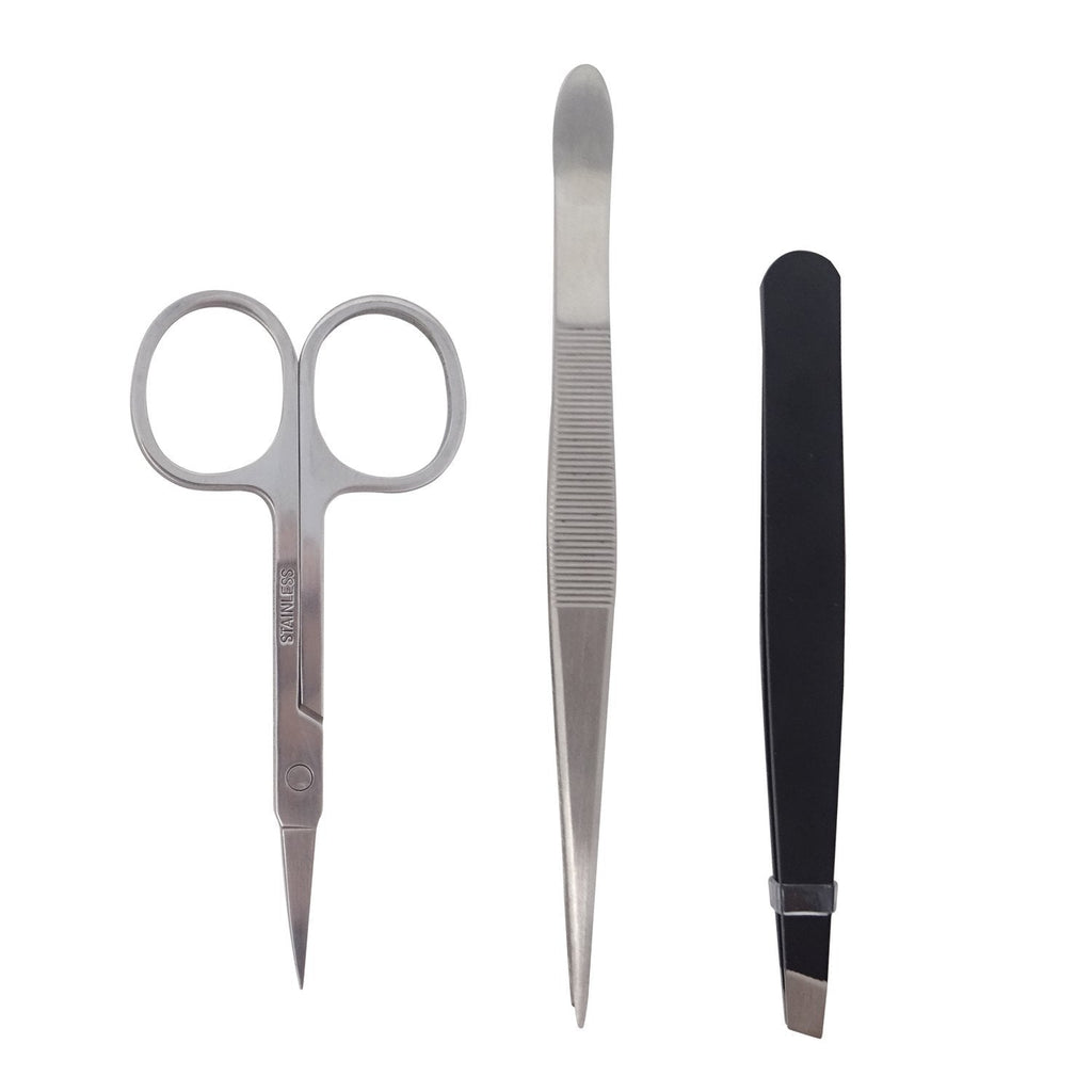 [Australia] - Honbay 3PCS Tweezers Set Point and Slant Stainless Steel Tweezers, Eyebrows Scissor, for Eyebrow and Nose Hair 