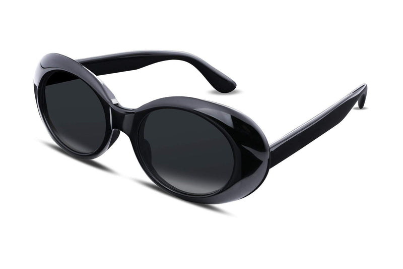 [Australia] - FEISEDY Clout Goggles Kurt Cobain Sunglasses Retro Oval Women Sunglasses B2253 Black 2.00 Inches 