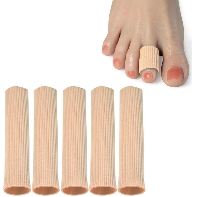 [Australia] - Cuttable Toe Tubes Sleeves 5 Pack, Made of Elastic Fabric Lined with Silicone Gel. Toe Sleeve Protectors Relief Toe Pressure Pain, Corn and Calluses Remover For Medium Toe 3.93 Inch (Pack of 5) 