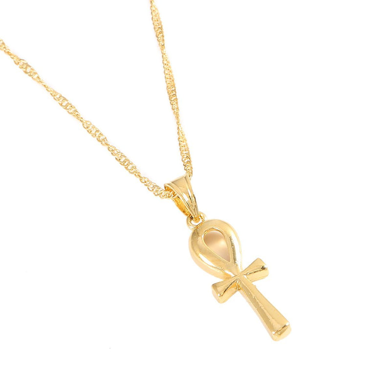 [Australia] - Egyptian Jewelry Men Women 18K Gold Plated Vintage The Key of The Nile Ankh Cross Pendant Necklace 