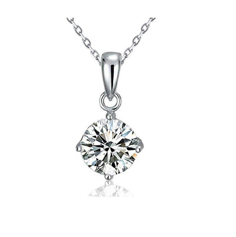 [Australia] - Sterling Silver Pendant Necklace Platinum-Plated with 1.88 Carats Cubic Zirconia for Women & Girls 