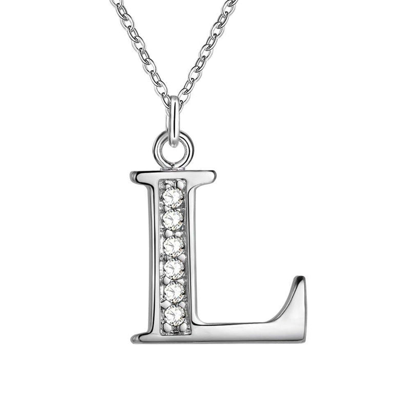 [Australia] - PARTNER Sterling Silver Plated Simple 26 Letter Alphabet Personalized Charm Pendant Necklace Best for Women Teel Girl L 