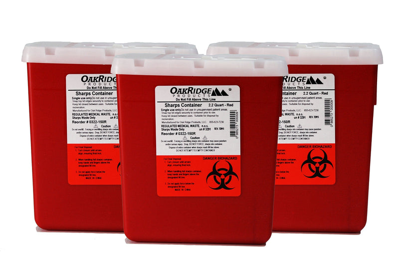 [Australia] - Oakridge Products 2.2 Quart Size Needle Disposal Container | Personal use Size | Rotary lid- (3 Pack) 