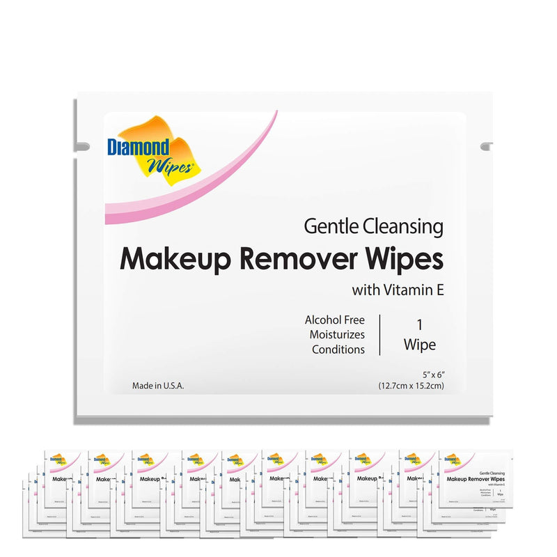 [Australia] - Diamond Wipes Gentle Makeup Remover Cleansing Face Wipes Pack of 50 Wipes Made with Vitamin E Perfect for Waterproof Makeup 