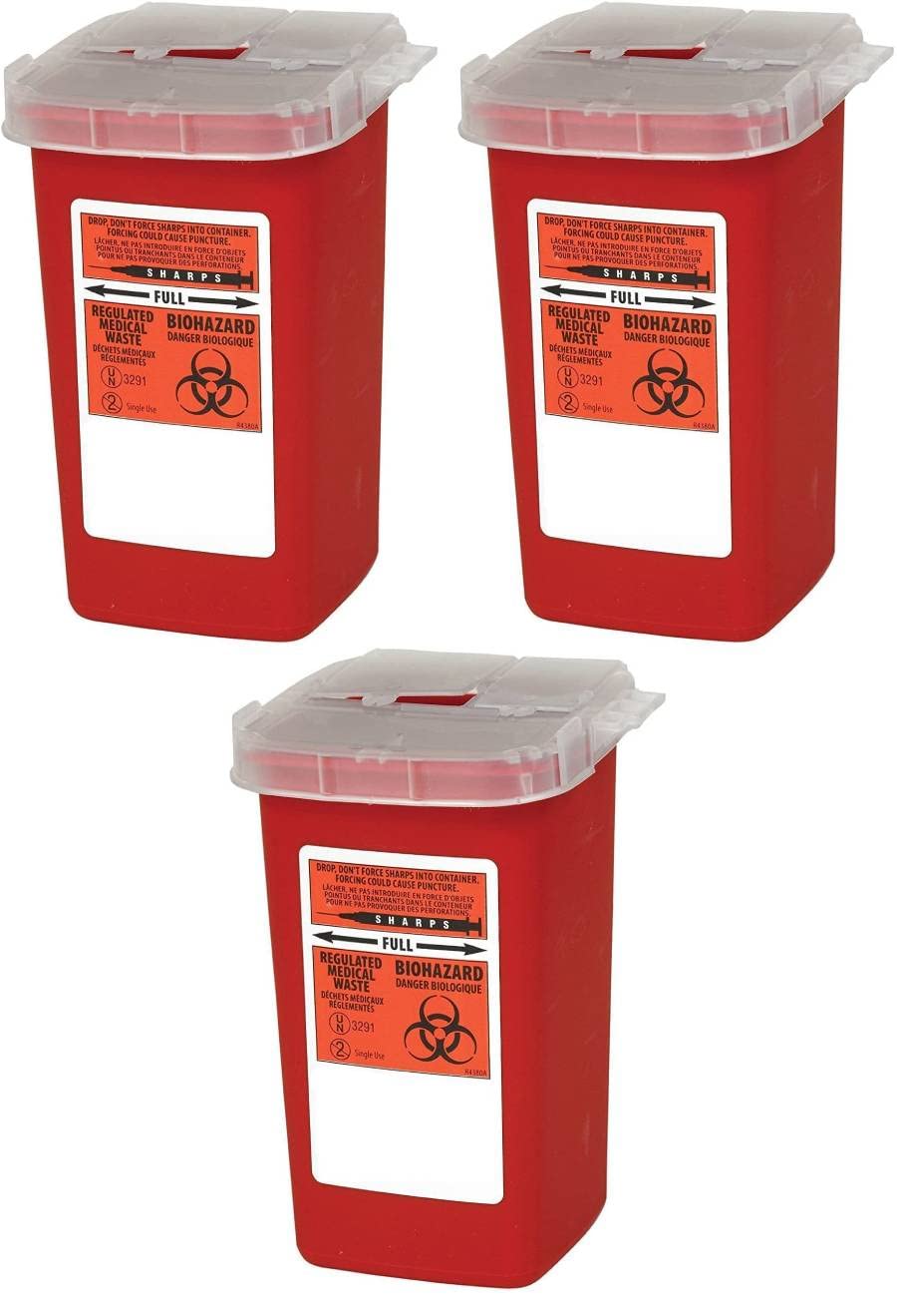 [Australia] - Global Sharps Container Biohazard Needle Disposal Container - 1 Quart (Pack of 3) 