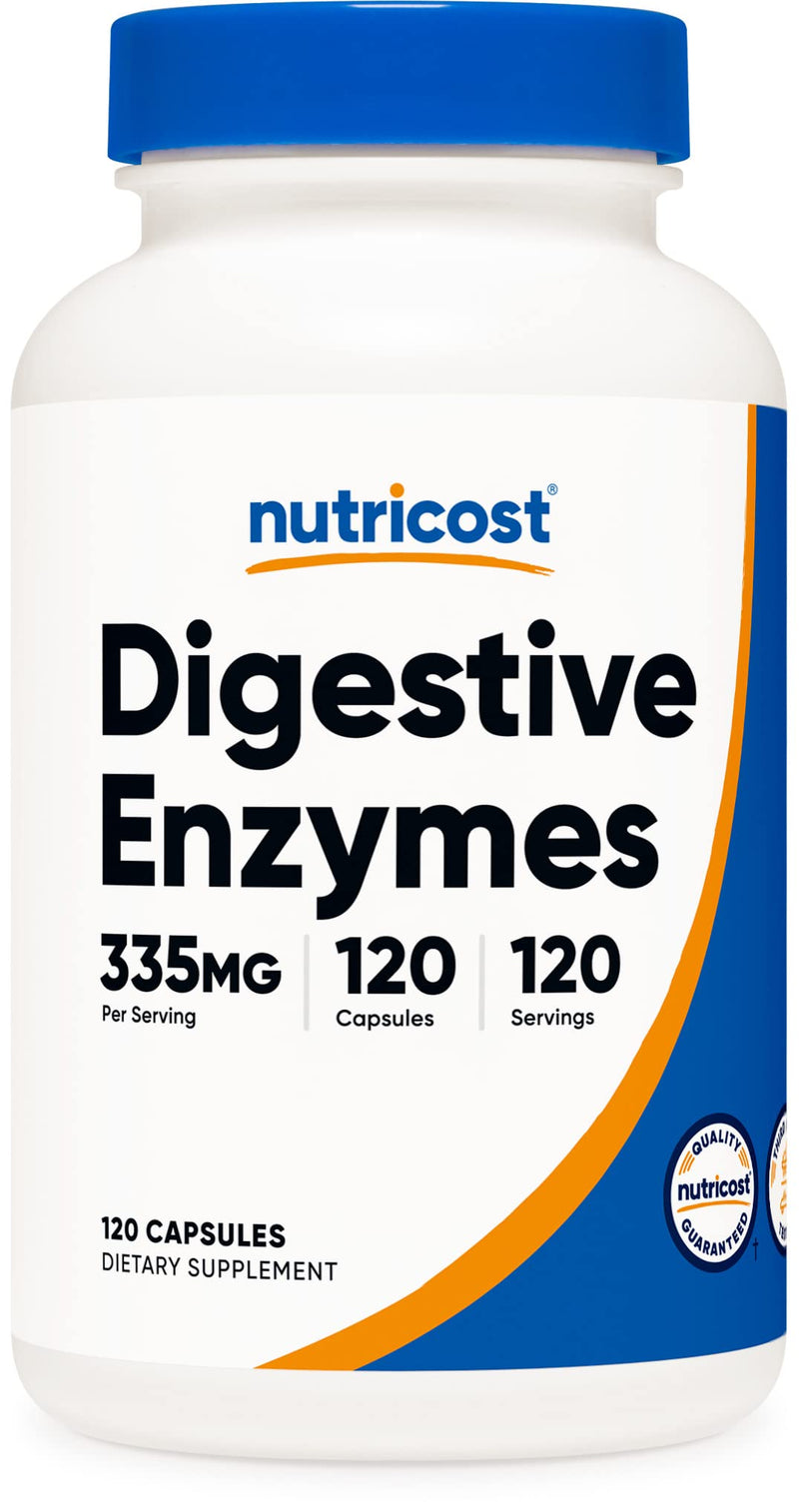 [Australia] - Nutricost Digestive Enzymes 335mg, 120 Vegetarian Capsules - Complete Digestive Enzyme Supplement 120 Count (Pack of 1) 