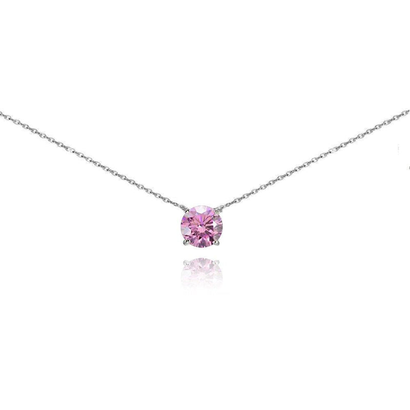 [Australia] - Sterling Silver Light Rose Solitaire Choker Necklace Made with Swarovski Crystal 