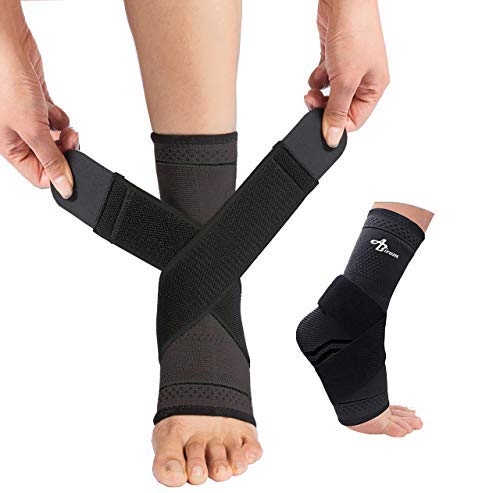 [Australia] - JUPITER Foot Sleeve (Pair) with Compression Wrap, Ankle Brace For Arch, Ankle Support, Football, Basketball, Volleyball, Running, For Sprained Foot, Tendonitis, Plantar Fasciitis… Black Medium 