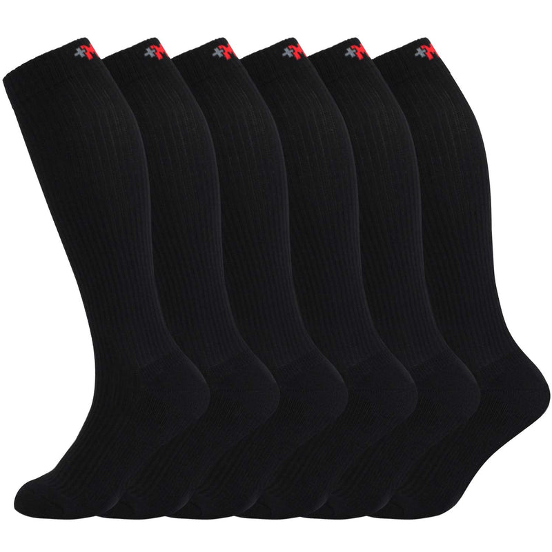 [Australia] - MD 6 Pairs Compression Socks 8-15mmHg for Women & Men Cushion Knee High Socks 9-11 Black (6 Pairs) 