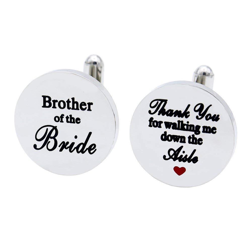 [Australia] - Melix Home Brother of The Bride Stainless-Steel Cufflinks Thank You for Walking Me Down The Aisle Cuff Links Brother Wedding Party Gifts Grey 