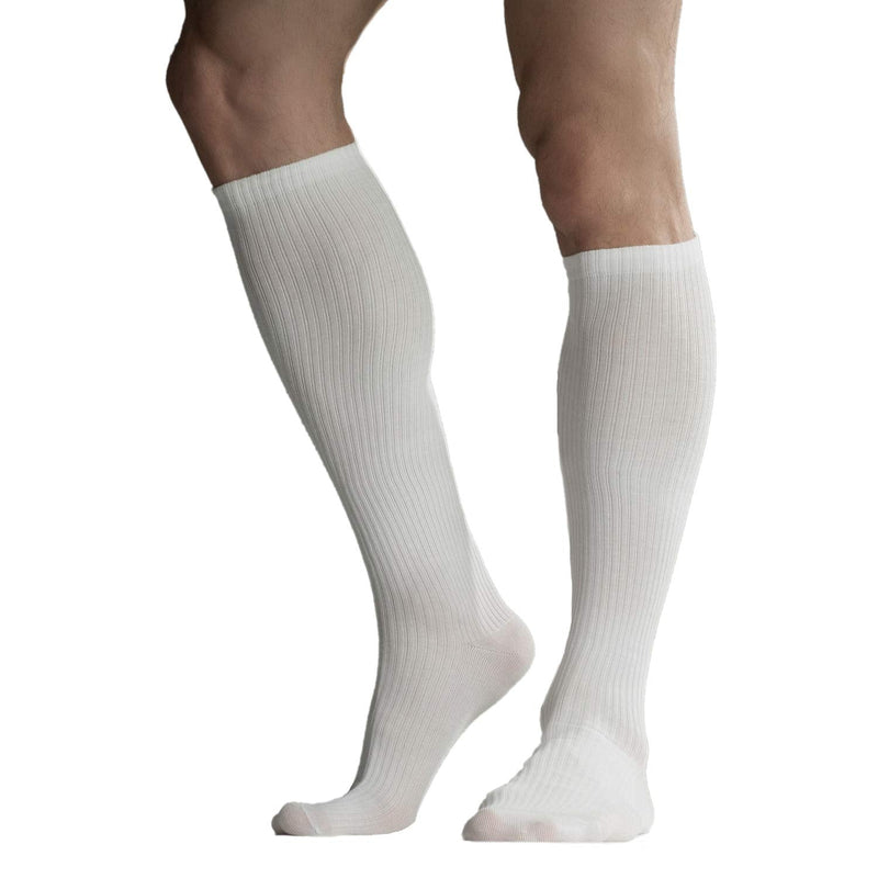 [Australia] - +MD Cotton Compression Socks for Women & Men Circulation 6 Pairs 8-15mmHg Knee High Support Socks Moisture Wicking for Athletic Running Cycling 6White 9-11 White (6 Pairs) 