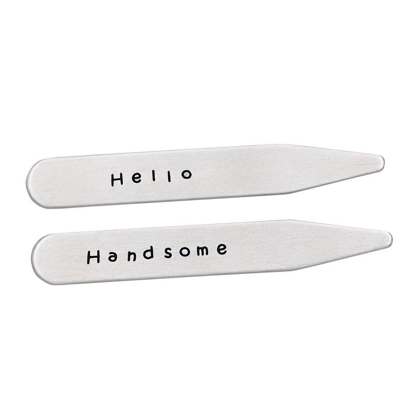 [Australia] - Collar Stays Boyfriend Gifts Hello Handsome Mens Collar Stay Valentine Gift for Him Anniversary Present White 