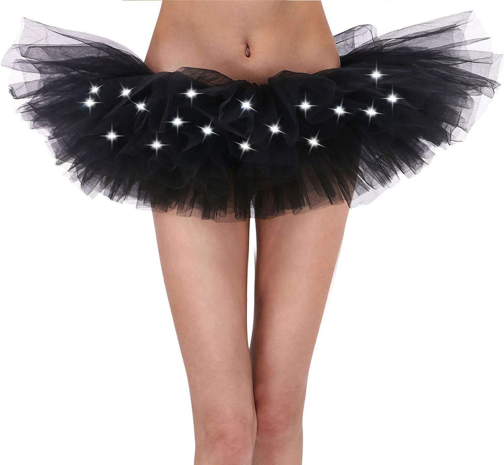 [Australia] - Tutus for Women Women's LED Light Up Neon Tulle Tutu Skirt Black 