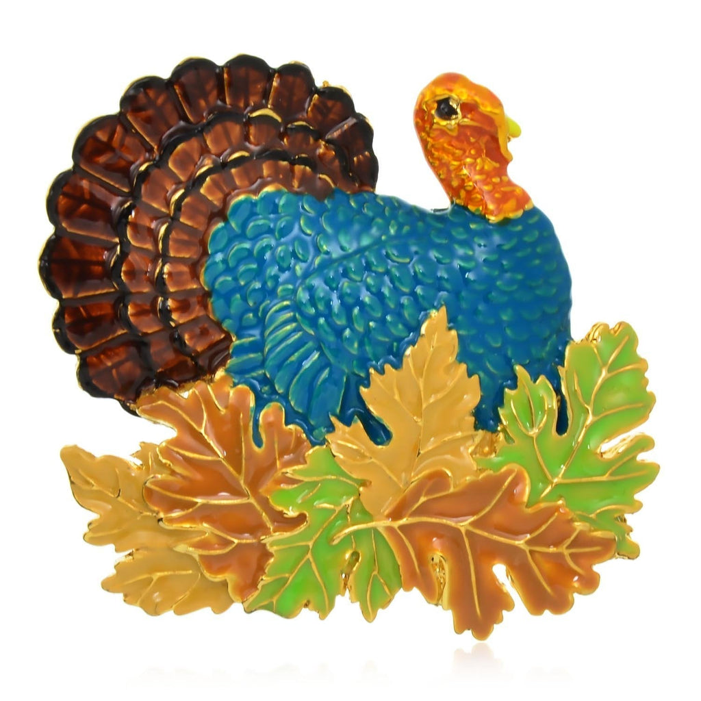 [Australia] - PammyJ Colorful Turkey Bird Fall Season and Thanksgiving Brooch Pin 