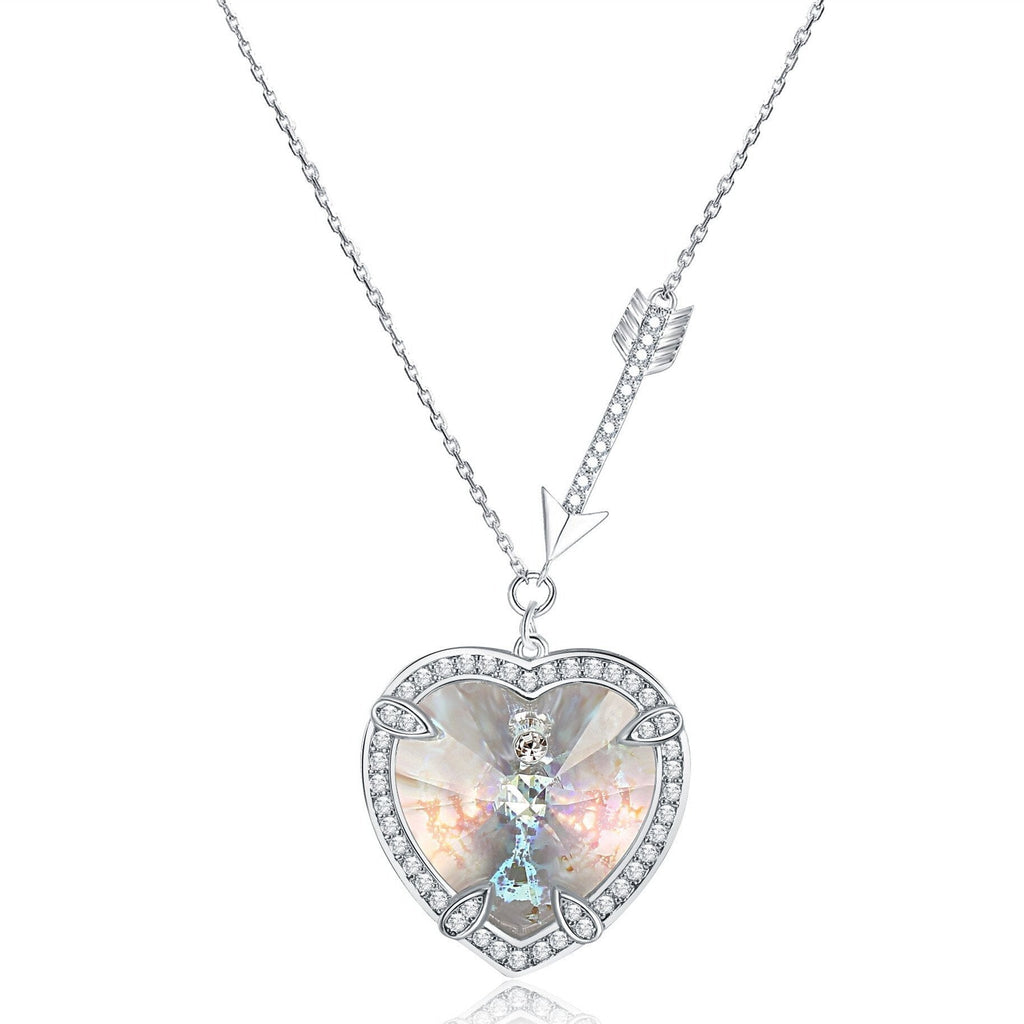 [Australia] - Mevecco Womens Girls "Cupit Heart" Fashion Pendant Cupid's Arrow Necklace with Swarovski Crystal in Gift Box A 