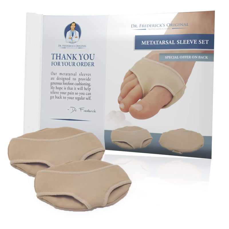 [Australia] - Dr. Frederick's Original Gel Pad Metatarsal Sleeves - 2 Pieces Metatarsal Pads for Forefoot Pain - Metatarsalgia, Morton's Neuroma, Plantar Warts, Corns and Sesamoiditis - Small | W4.5-6.5 
