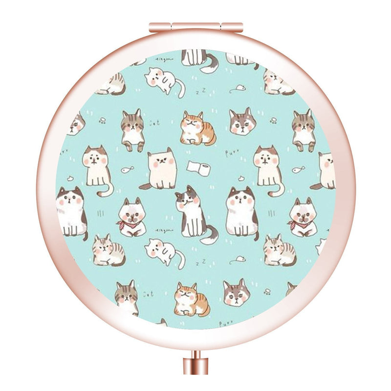 [Australia] - Makeup Mirror, [New Version] Portable Compact Mirror Double Sides with 2x &1x Magnification Round Pocket Makeup Travel Mirror for Cosmetic Beauty - Cute Cat 