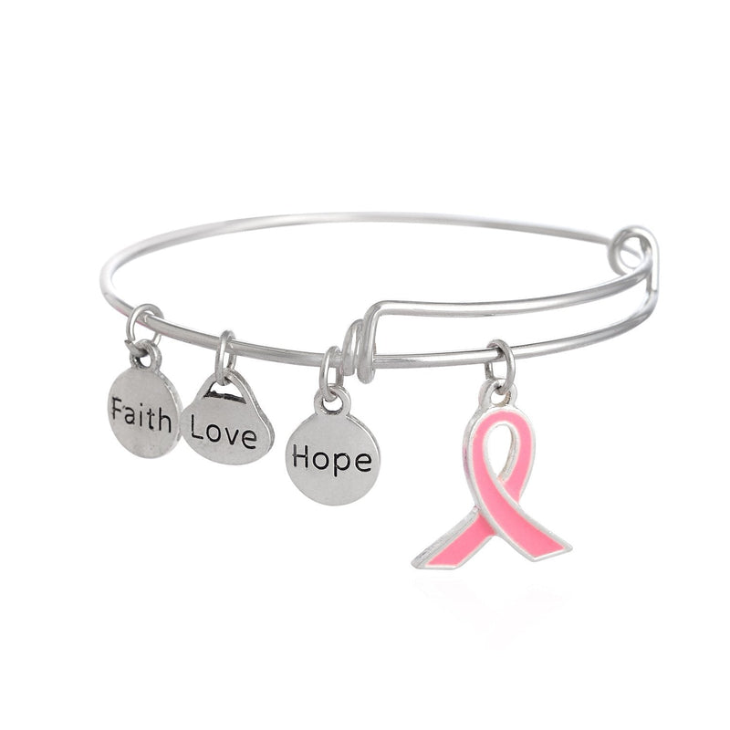 [Australia] - CMajor Pink Ribbon Breast Cancer Awareness Expandable Bangle Bracelet 
