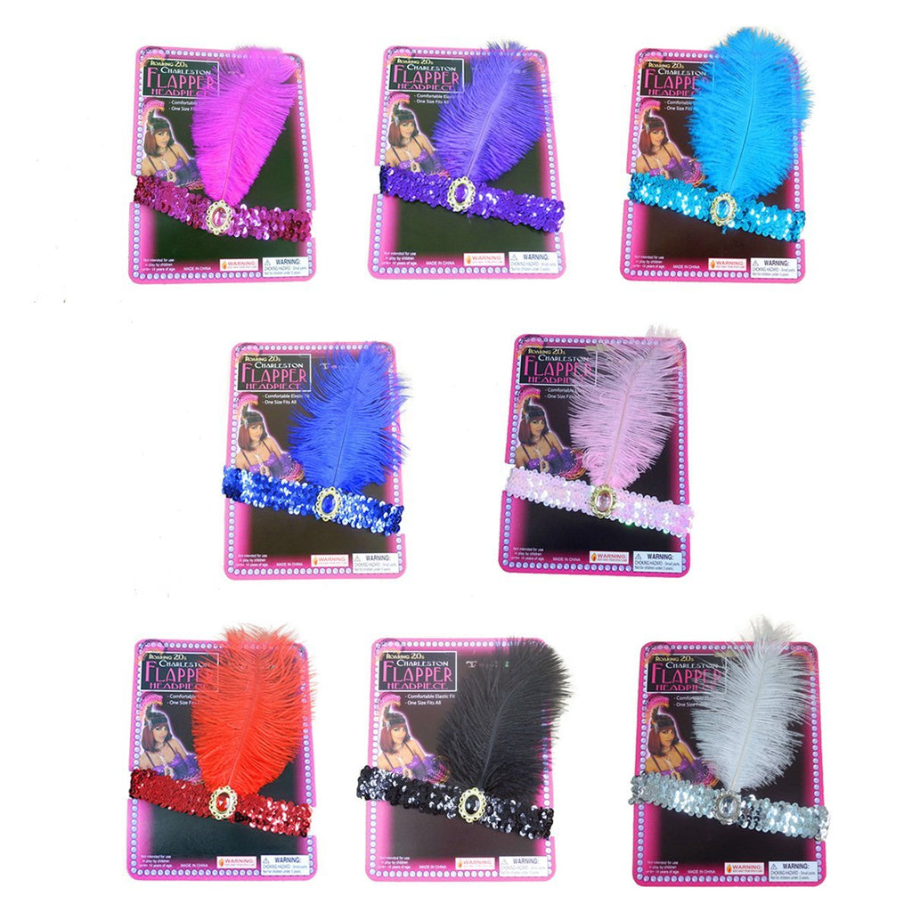 [Australia] - Sequin Headband Art Deco Party Accessory Party Feather Headband 8pcs 8pcs Colors 
