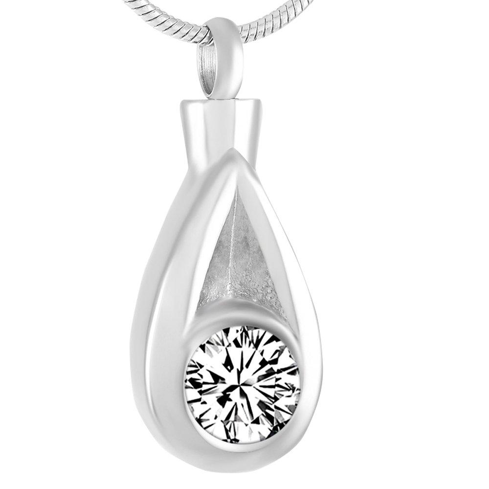 [Australia] - Meetlove Clear Tear Inlay Elegant Crystal Stainless Steel Pet Human Cremation Jewelry Ashes Pendant 