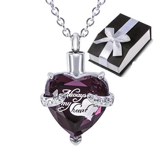 [Australia] - Smartchoice Cremation Jewelry For Ashes Urn Necklace Heart Pendant With Beautiful Presentation Gift Box With Stainless Chain And Accessories, Purple 