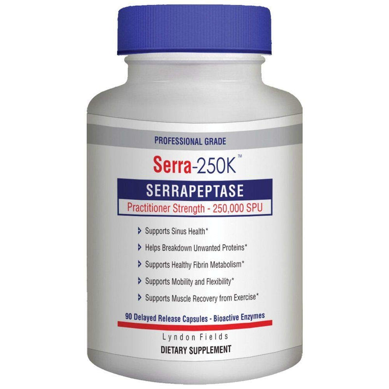 [Australia] - Lyndon Fields Serra-250K Serrapeptase 250,000 SPU - Supports Healthy Sinuses, 90 Delayed Release Capsules Technology, Maximum Potency 