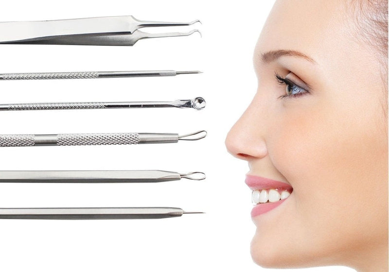 [Australia] - Blackhead Remover Tool Kit Set 6 PCS Professional Surgical Stainless Steel Extractors for Facial and Body Blemishes 