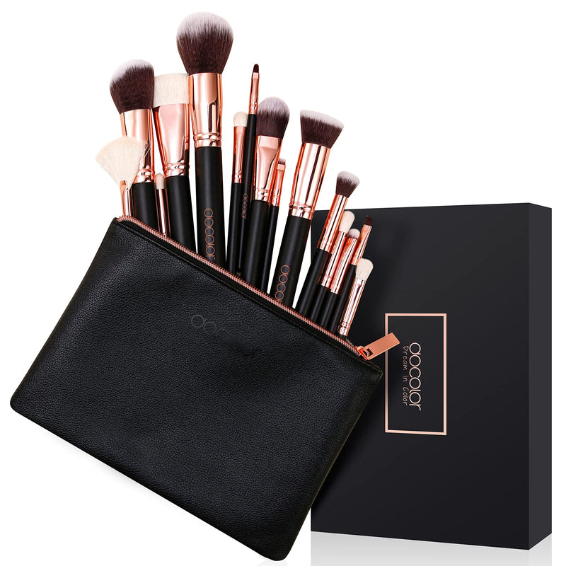 [Australia] - Docolor Makeup Brushes Set 15 Pieces Kabuki Makeup Brushes with Case Professional Make Up eyeshadow Brushes with a Portable Black Cosmetic Bag for Women 15 Piece 