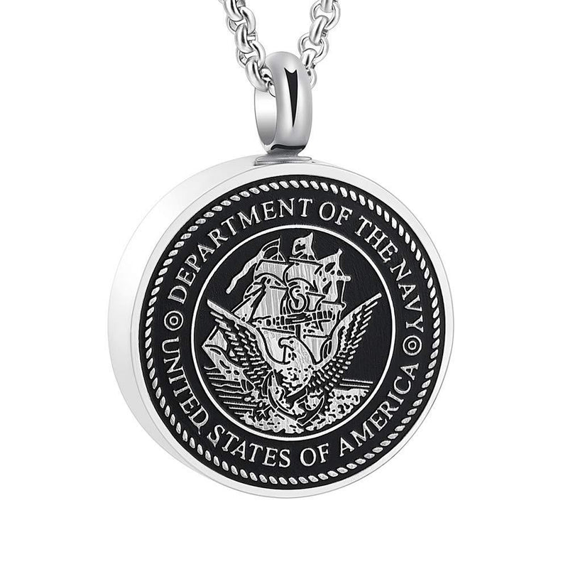 [Australia] - Hearbeingt USA Army Memorial Necklace Anniversary Keepsake Cremation Ashes Urn Pendant Necklace Navy 