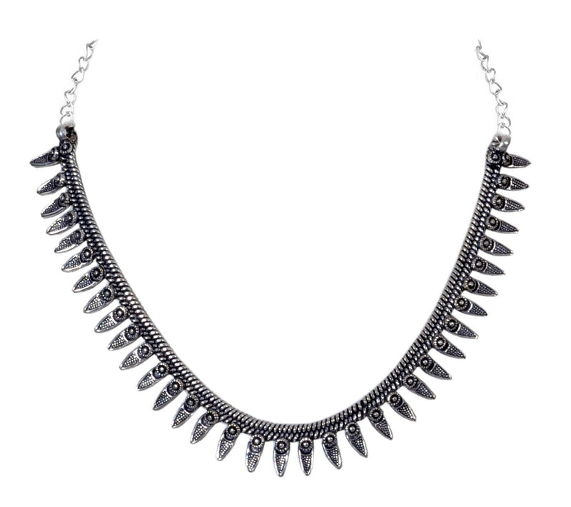 [Australia] - Sansar India Oxidized Silver Plated Kolhapuri Choker Indian Necklace Jewelry for Girls and Women 