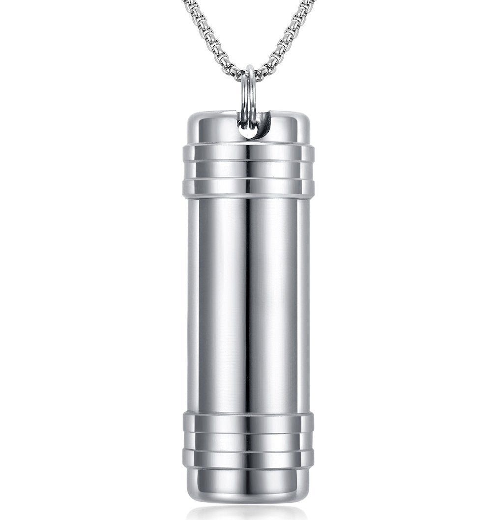 [Australia] - FOSIR Titanium Waterproof Cylinder Pendant Necklace for Men Women, Non-allergenic and Big Size 